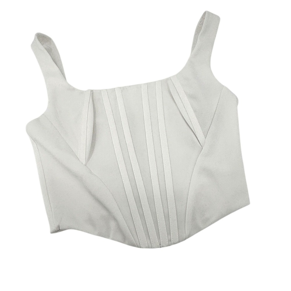 Parthea Corset Top Women S White Boned Zip Back Square Neck